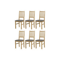 STUHL Bos 4 (6er Set) - Eichefarben/Graubraun, Holz (43/94/40cm) - Leaf Design