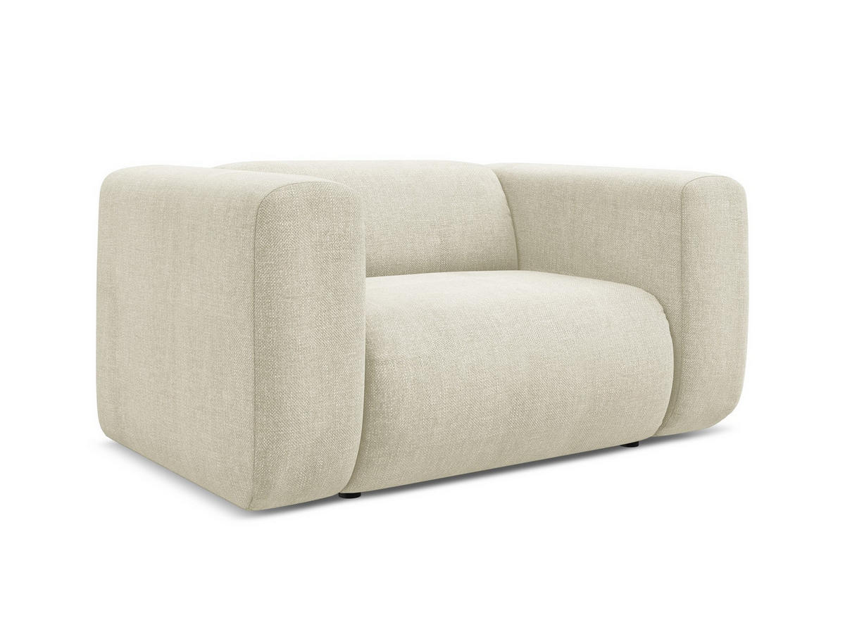 SESSEL Chenille Stoff Beige - Beige/Schwarz, Kunststoff/Textil (137/70/89cm) - Makamii