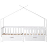 HAUSBETT Massivholz 200/90 cm Weiß - Weiß, Holz - Raumix