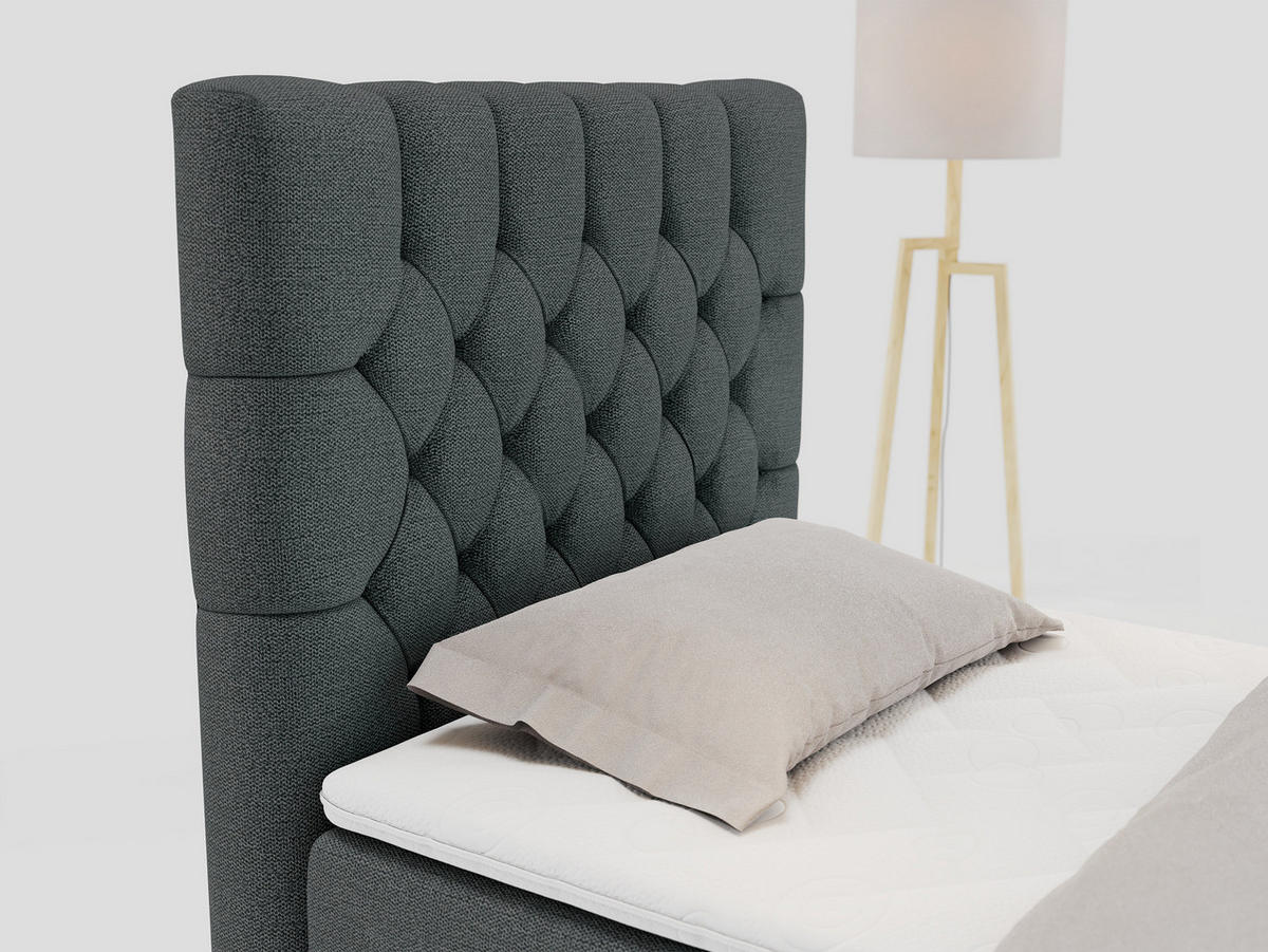 BOXBETT PERA 90/200 Dunkelgrau Struktur - H3 - Links Seite - Dunkelgrau, Holz/Textil (90/200cm) - MKS