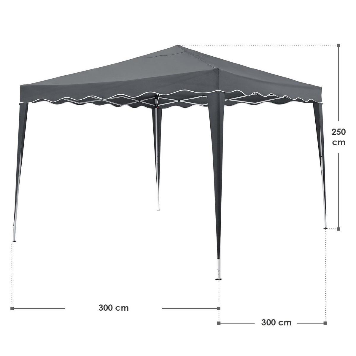 FALTPAVILLON Vivara grau 3x3 m mit Tragetasche - Grau, Metall (300/250/300cm) - Juskys