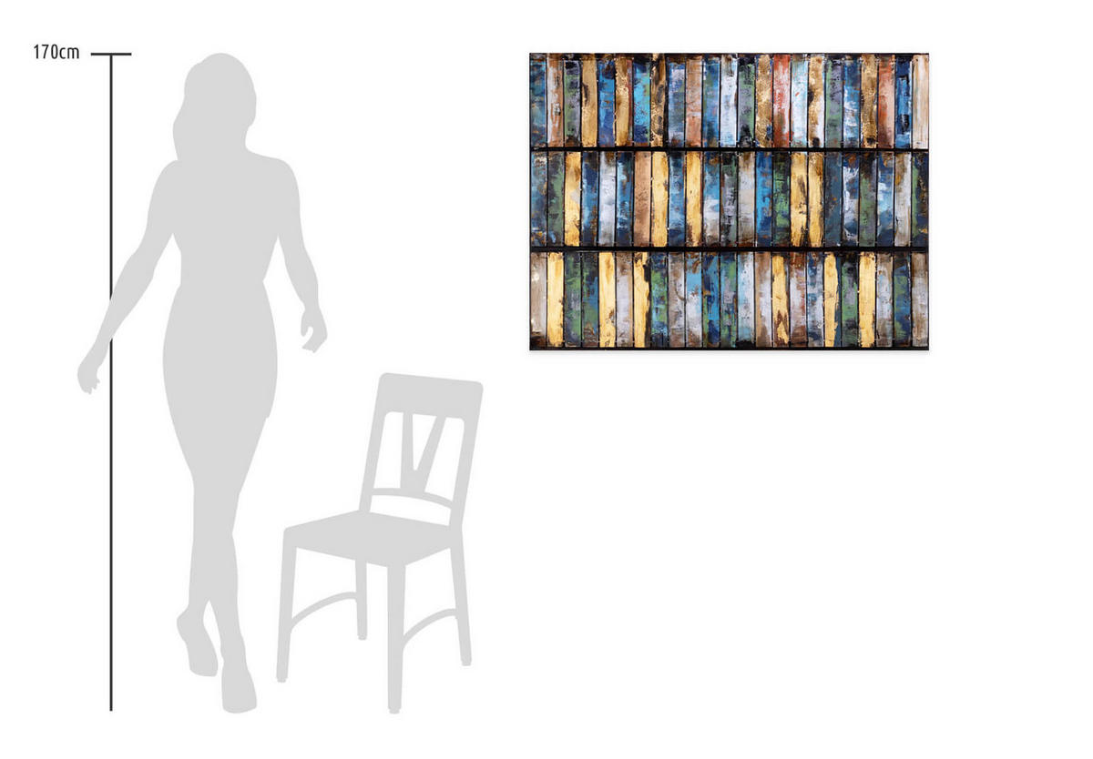 METALLBILD Blau 100/70 cm - Blau, Metall (8.8/70cm) - KUNSTLOFT