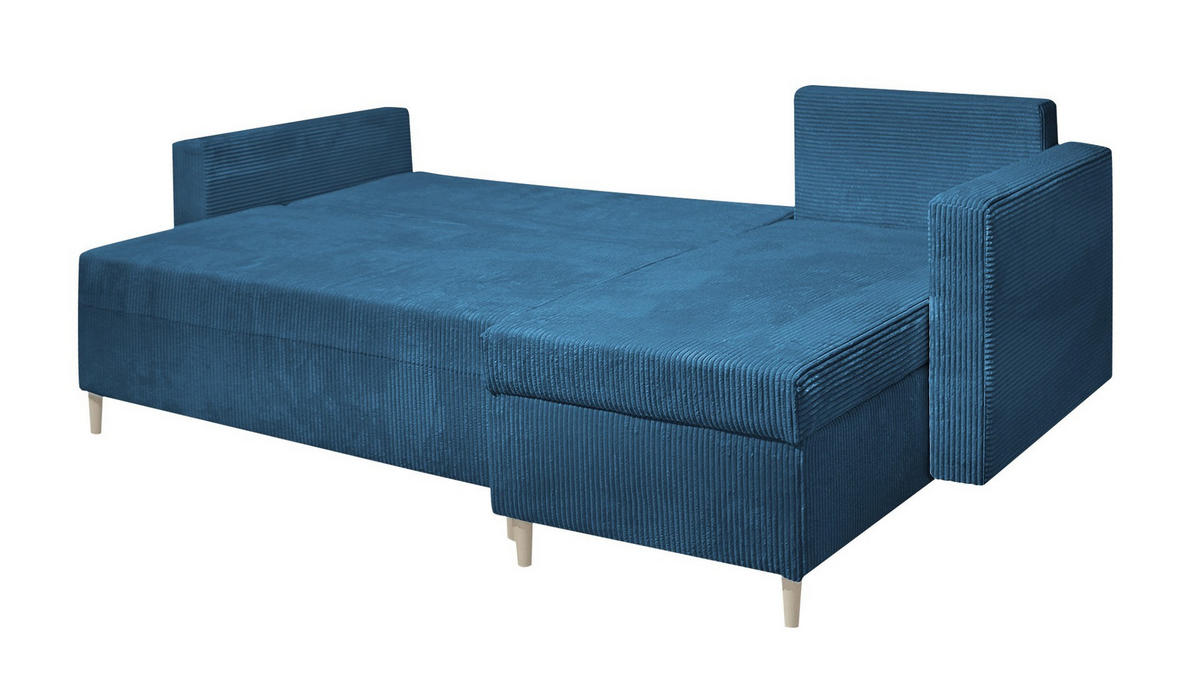 ECKSOFA OTTO mit Bettkasten und Schlaffunktion L-Form, Ottomane Universal - Blau, Textil (230/145cm) - Marpur