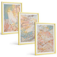 BILDER SET 3er Set - 40x60 cm Goldrahmen - Abstrakte Pastellmuster - Goldfarben, Kunststoff (40/60cm) - TULUP
