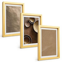 BILDER SET 3er Set - 20x30 cm Goldrahmen - Minimalistische Steinstrukturen - Goldfarben, Kunststoff (20/30cm) - TULUP