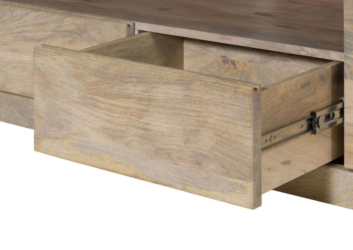 TV-BOARD Mango 200x45x50 weiß lackiert TORONTO #351 - Weiß, Holz (200/50/45cm) - Massivmoebel24