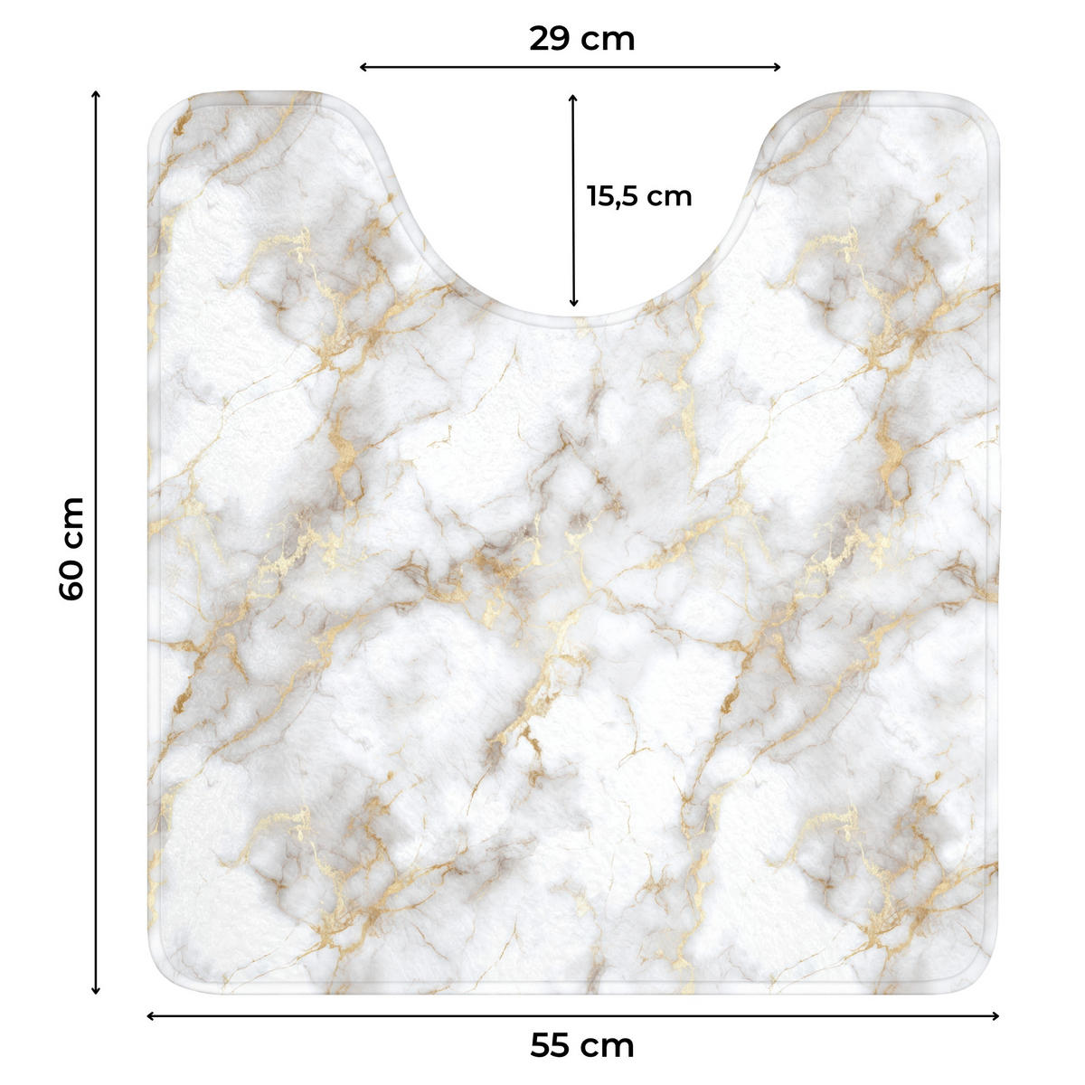 WC PŘEDLOŽKA Zlaté žilky - Mramor - Bílý 55x60 cm - bílá, textil/plast (55/1cm) - OnlyWow