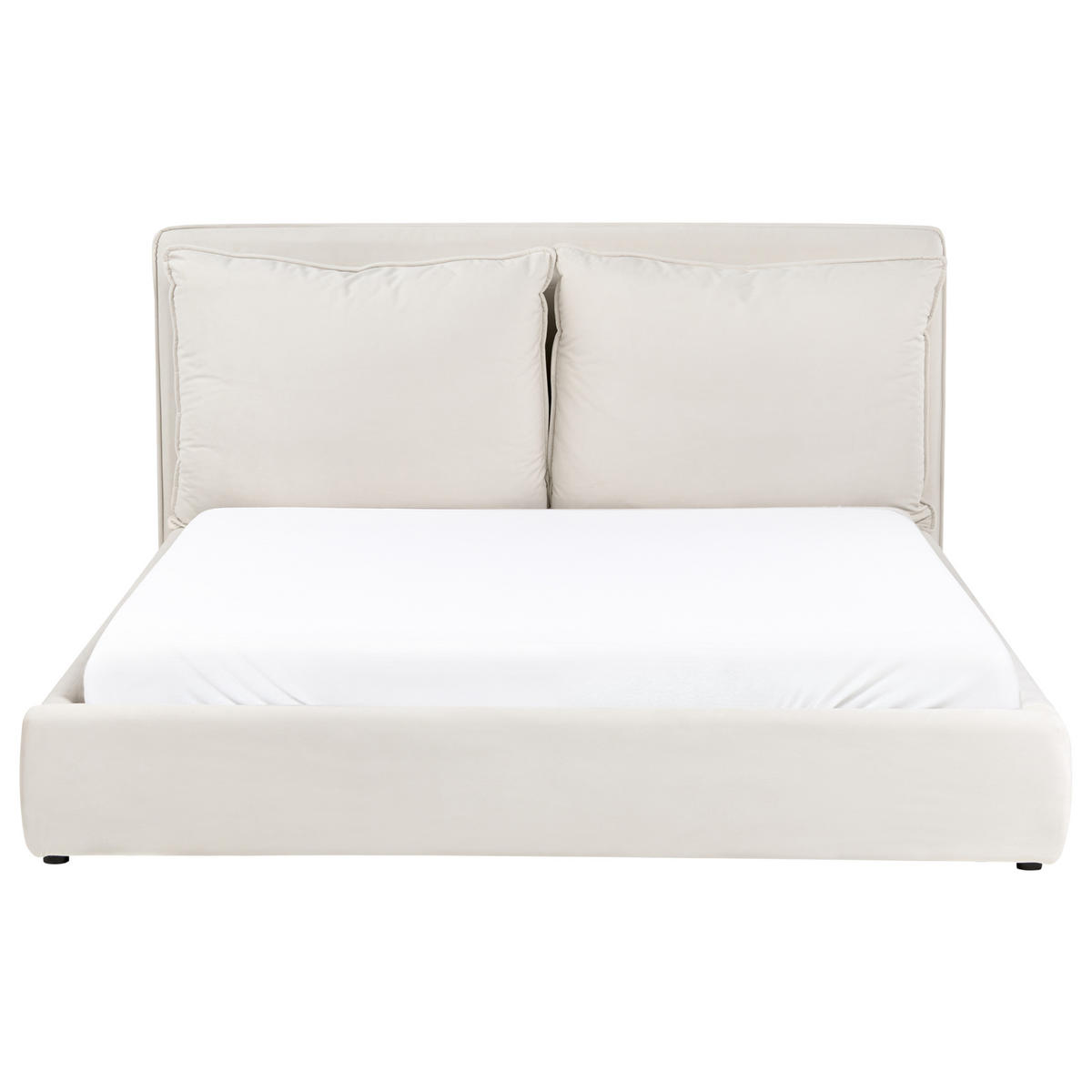 BETT mit Lattenrost 160/200 cm Hellbeige Bajonna - Beige/Schwarz, Textil (160/200cm) - Beliani