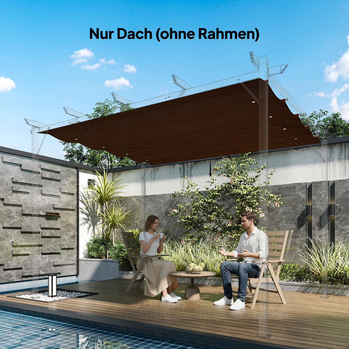 ERSATZDACH aus Polyester, Kaffee - Beige, Kunststoff (245/23/286cm) - Outsunny