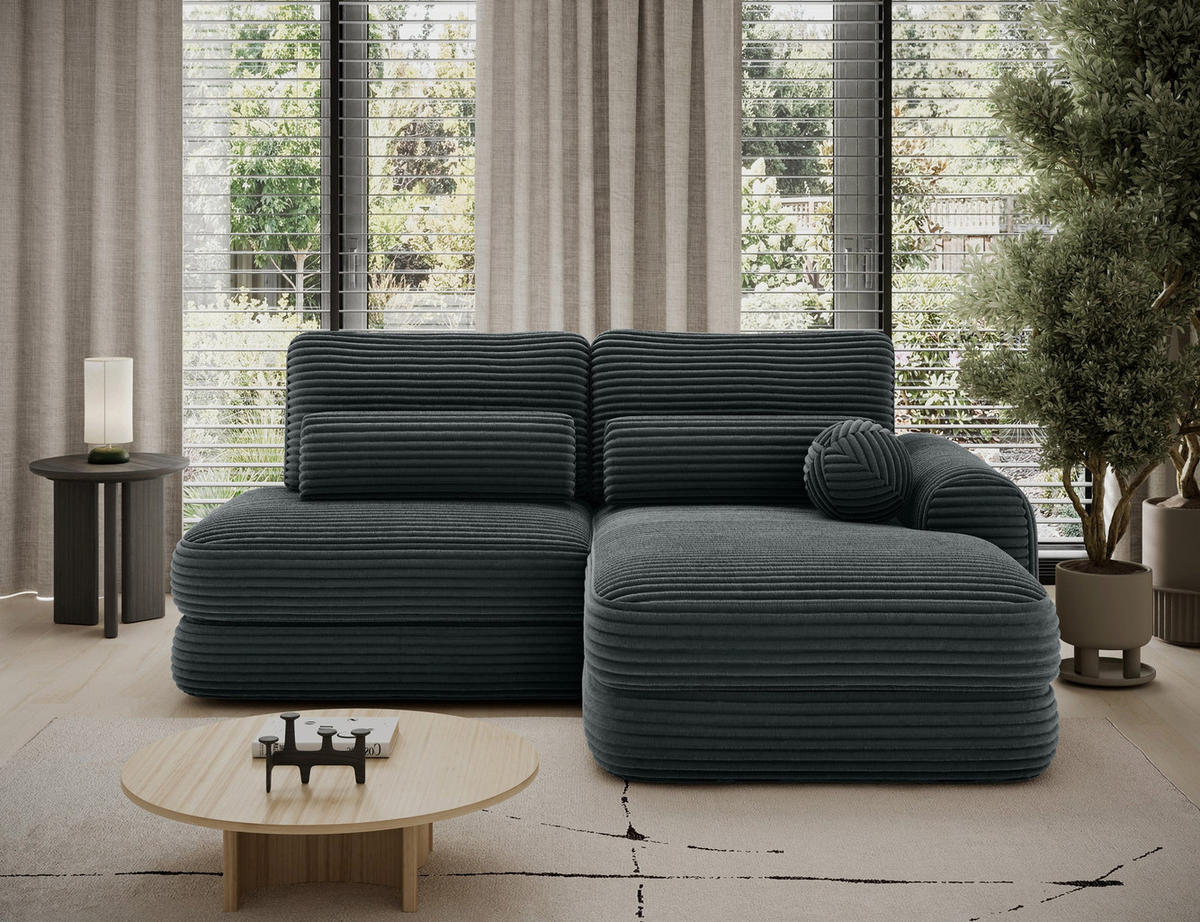 ECKSOFA RIPELI L-Form mit Schlaffunktion & Bettkasten – Modernes 3-Sitzer Sofa, Wellenfederung, 217 × 175 cm - Dunkelgrün/Schwarz, Kunststoff (175/217cm) - Wohnideebilder