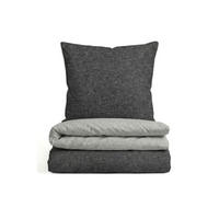 BETTWÄSCHE-GARNITUR Premium Biber Melange UNI titanium, 155x200 cm + 80x80 cm - Titanfarben, Textil (155/200cm) - biberna