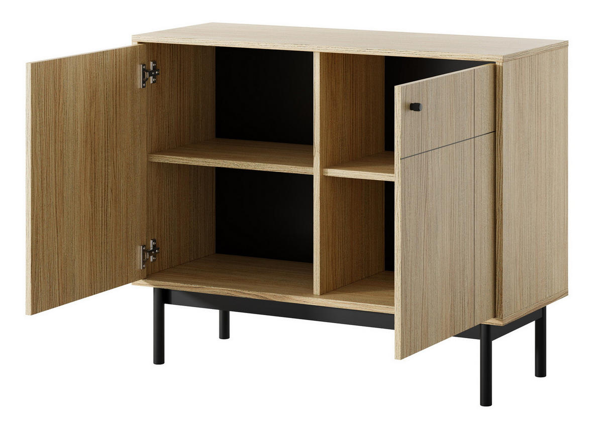 KOMMODE 104 cm 2 Türen Lunaris auf Beinen, Eiche Linea - Eichefarben, Holz (103/84/39cm) - Emporius