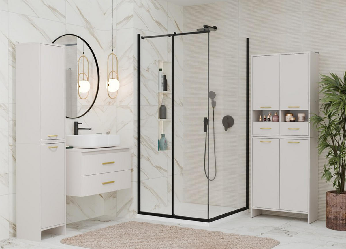 BADEZIMMERSCHRANK NINA 1K mit Wäschekorb Kaschmir 35 x 90 x 30 cm - Kaschmir, Holzwerkstoff (35/90/30cm)