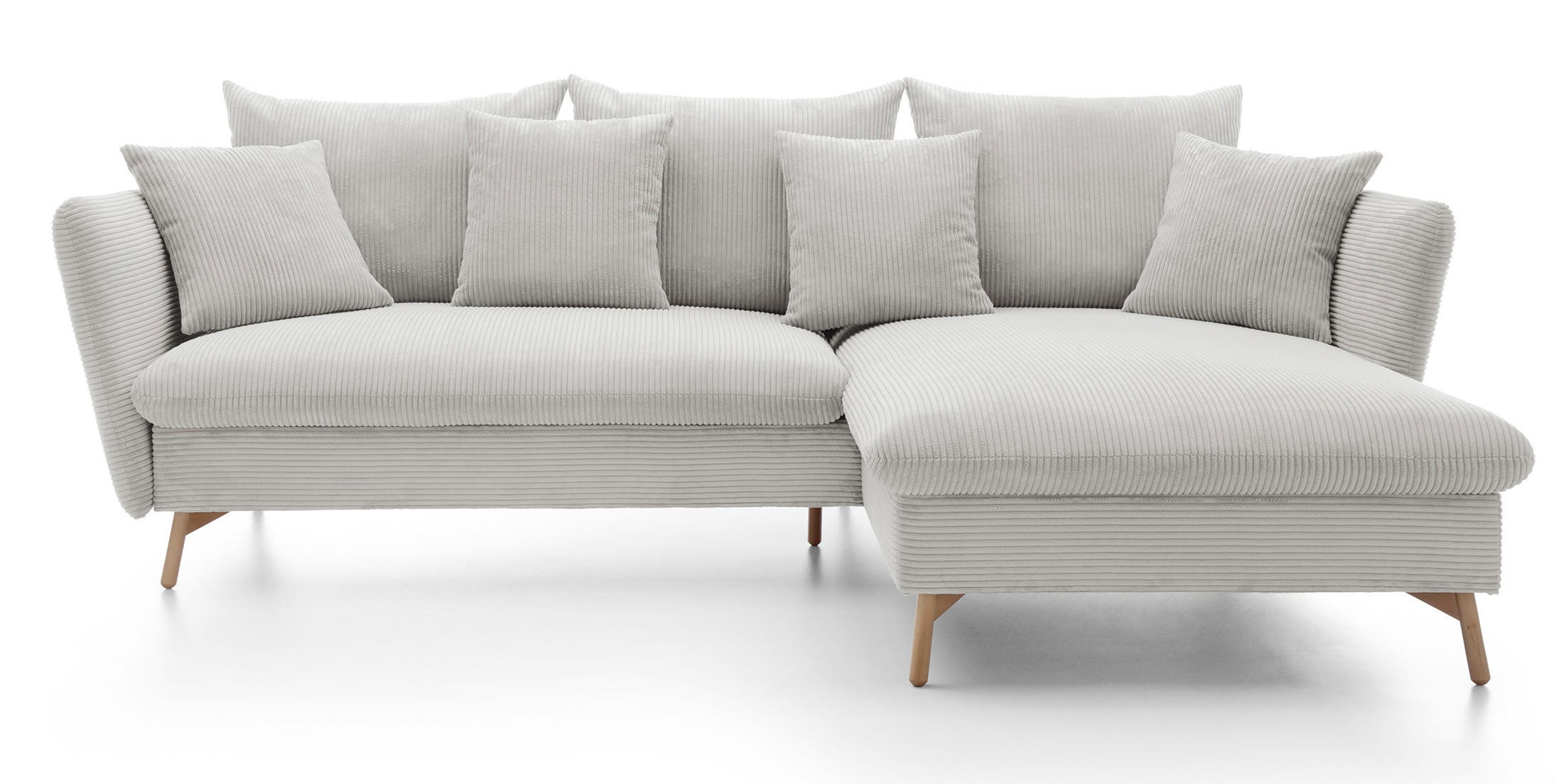 ECKSOFA Savona L-Form 260 cm, Cordstoff, Rechts, Vanille - Ecru, Holz (167/258cm) - Emporius