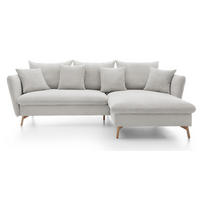 ECKSOFA Savona L-Form 260 cm, Cordstoff, Rechts, Vanille - Ecru, Holz (167/258cm) - Emporius