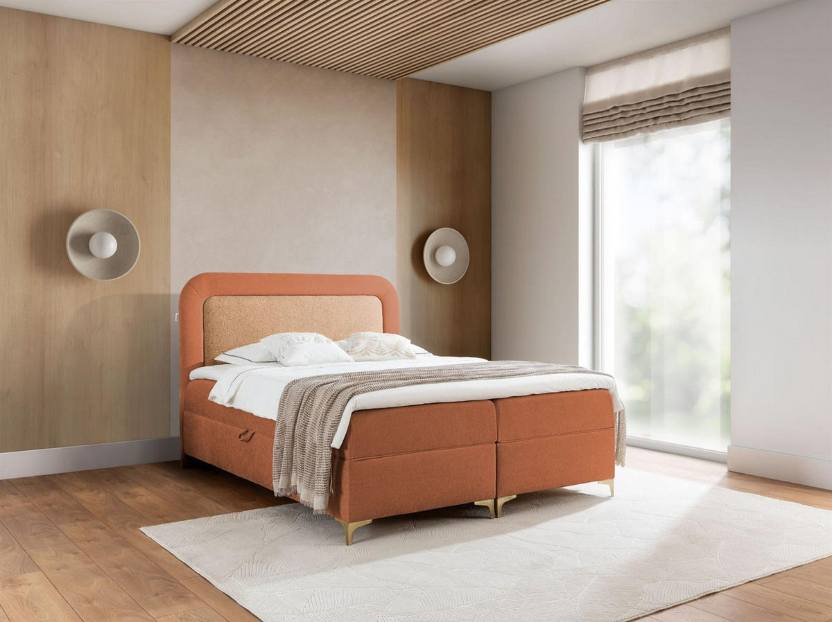 BOXBETT Willow - Braun, Holzwerkstoff/Textil (200/200cm) - Fun Möbel