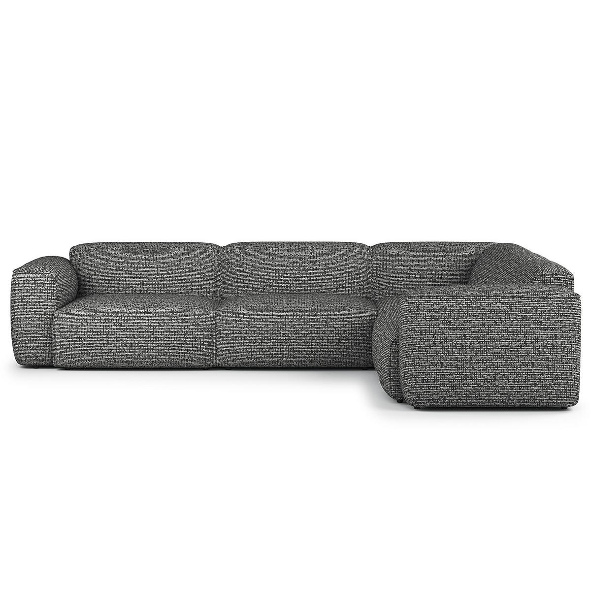 ECKSOFA mit Rundecke - Schwarz/Grau, Kunststoff/Textil (325/260cm) - home24