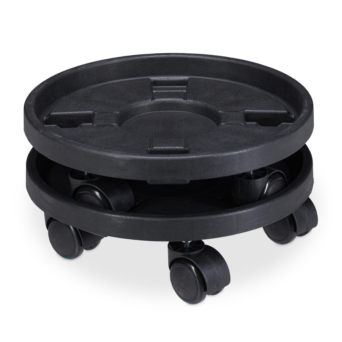 PFLANZENROLLER Schwarz 2er-Set 30 cm - Schwarz, Kunststoff/Metall (30/9.5/30cm) - Relaxdays