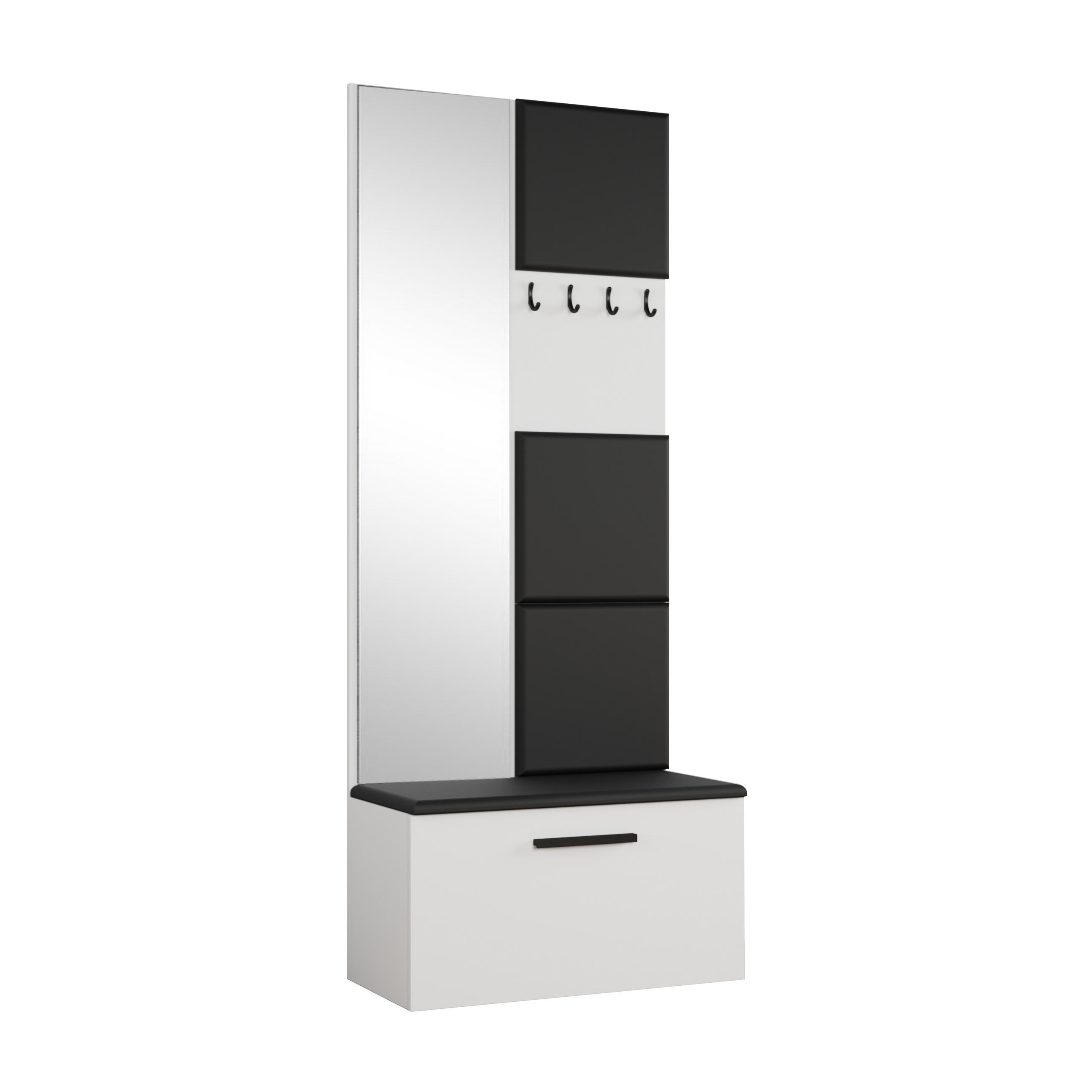 GARDEROBENSCHRANK Rosanno III Weiß 80,6/204/40 cm – Modern, mit Spiegel und Kleiderhaken - Weiß, Holzwerkstoff/Kunststoff (80.6/204.1/40cm) - AX Living