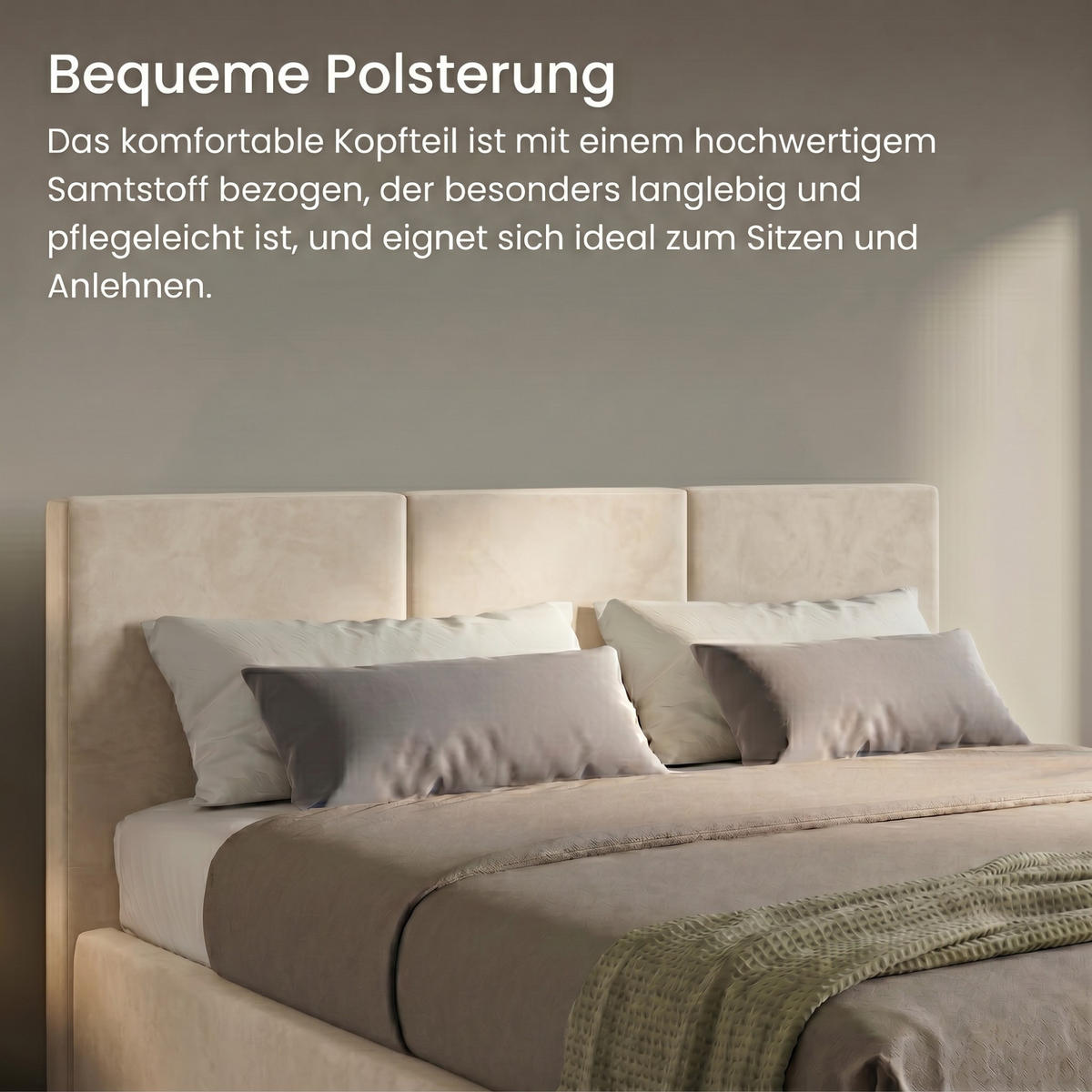 POLSTERBETT mit Stauraum 120x200 cm in Creme - Creme, Holzwerkstoff (120/200cm) - Home Collective