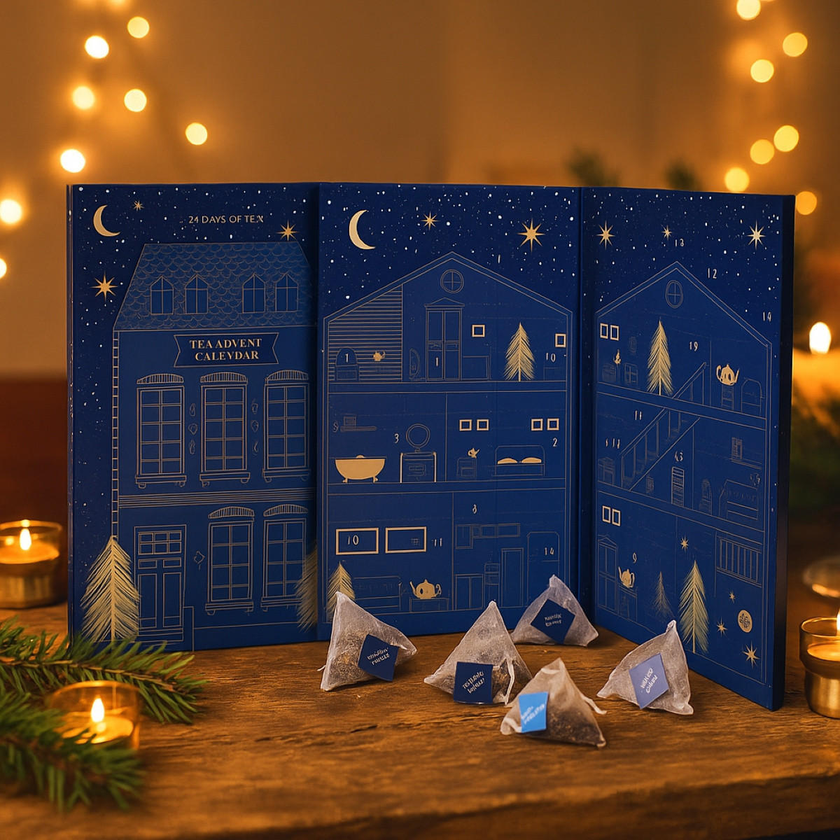 ADVENTSKALENDER Tee 6 Sorten - Blau, Papier (23.2/3/34.7cm) - Home Styling Collection
