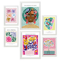 POSTER Set Mit 6 Oasis Zusammenfassung A3 & A4 Weißer Rahmen - Weiß, Papier (29/3cm) - Nacnic