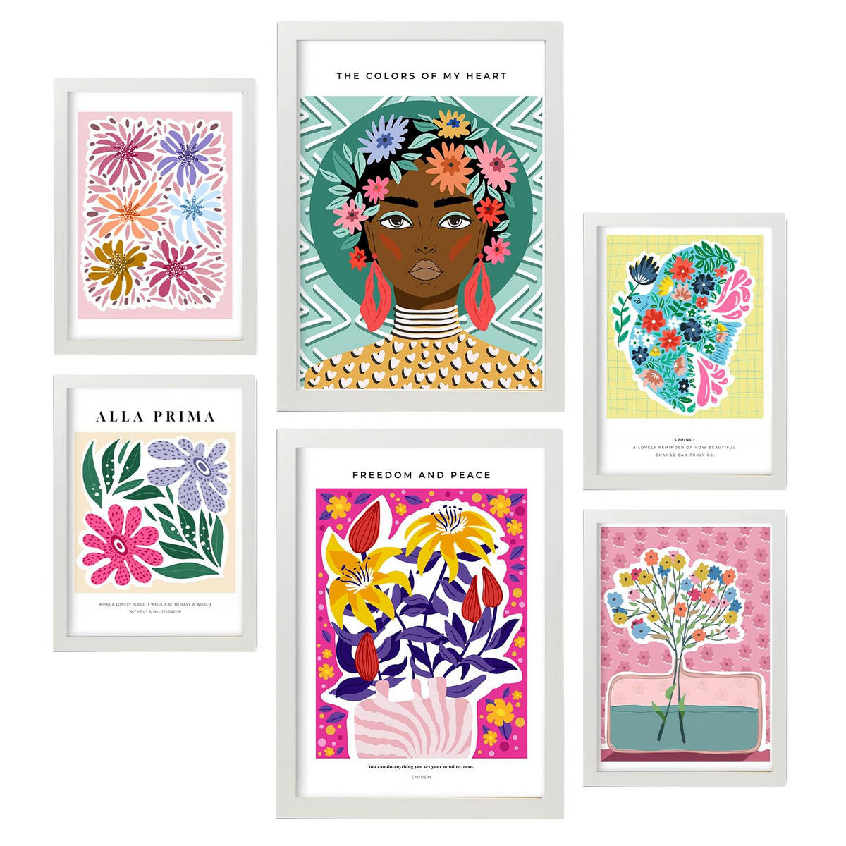 POSTER Set Mit 6 Oasis Zusammenfassung A3 & A4 Weißer Rahmen - Weiß, Papier (29/3cm) - Nacnic