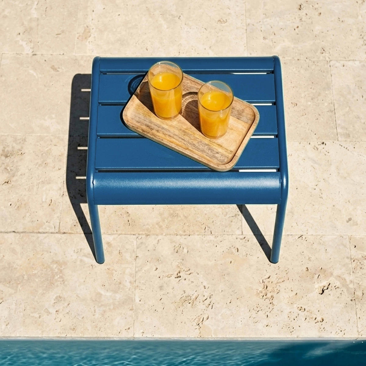 GARTENHOCKER, Pazifikblau - Blau, Metall (44/30/40cm) - Oviala