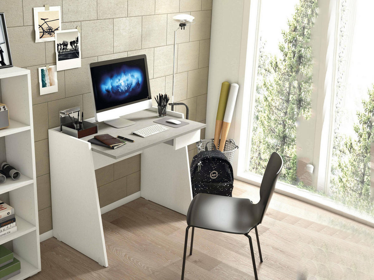SCHREIBTISCH Weiß, Zement 60/90/80 cm - Weiß/Grau, Holzwerkstoff (60/90/80cm) - DMORA