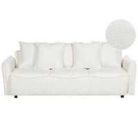 3-SITZER-SCHLAFSOFA Bouclé cremeweiß mit Stauraum Krama - Schwarz/Weiß, Textil (225/87/99cm) - Beliani