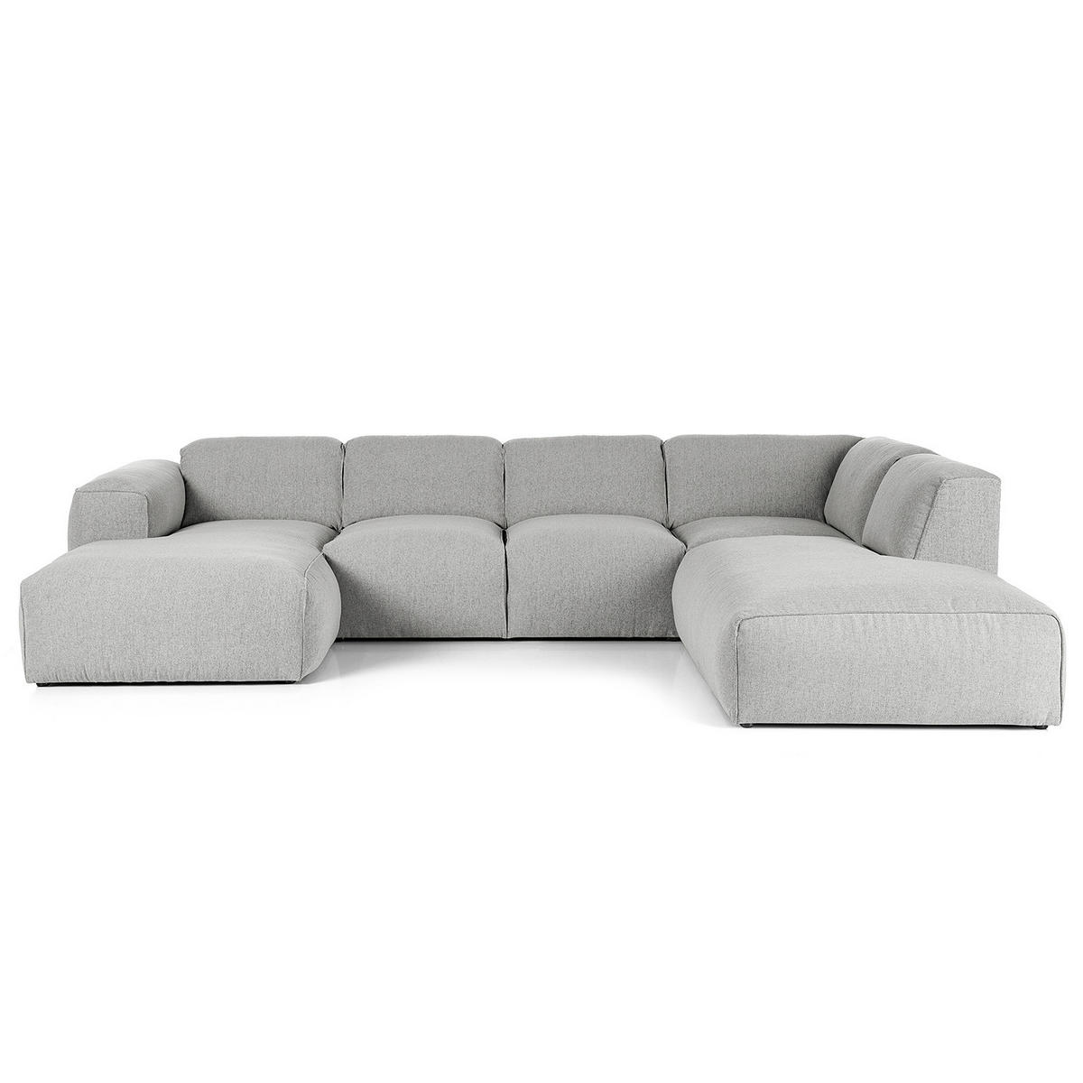 WOHNLANDSCHAFT mit Longchair - Hellgrau/Schwarz, Kunststoff/Textil (325/71/235cm) - home24