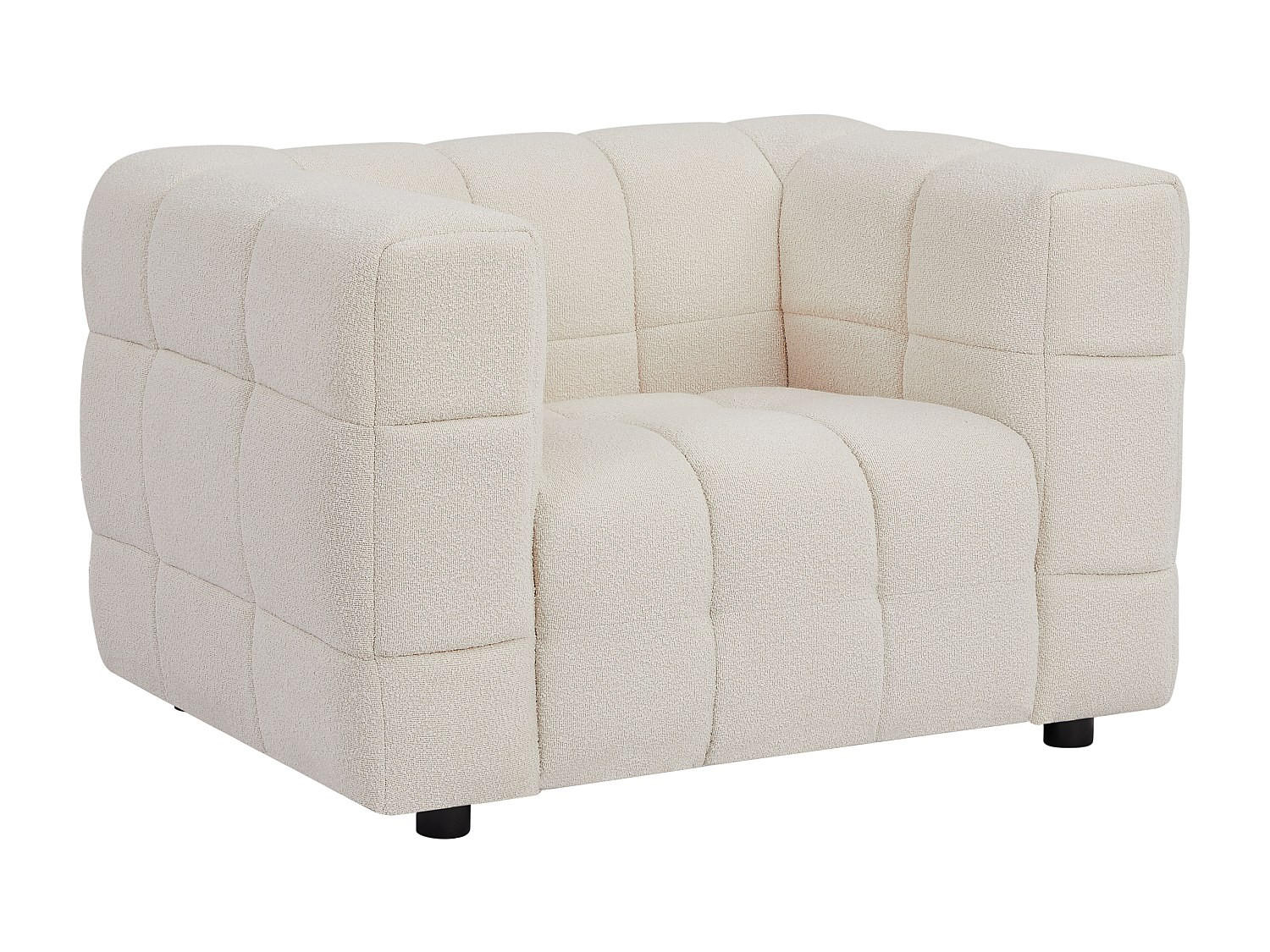 SESSEL - Bouclé-Stoff - Elfenbeinfarben - LERICI - Weiß, Textil (106/72/89cm) - Vente-Unique