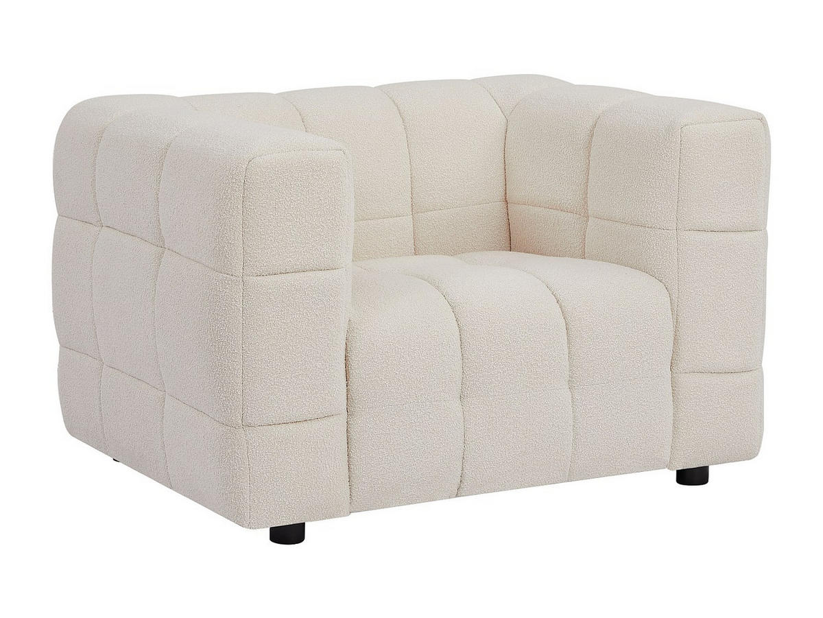 SESSEL - Bouclé-Stoff - Elfenbeinfarben - LERICI - Weiß, Textil (106/72/89cm) - Vente-Unique