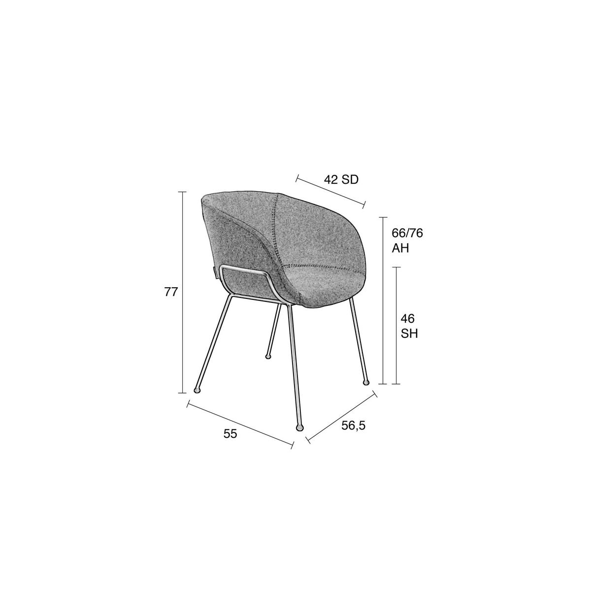 ESSZIMMERSTUHL Feston Braun - 2 er Set - Braun, Kunststoff (56.5/77/55cm) - Zuiver