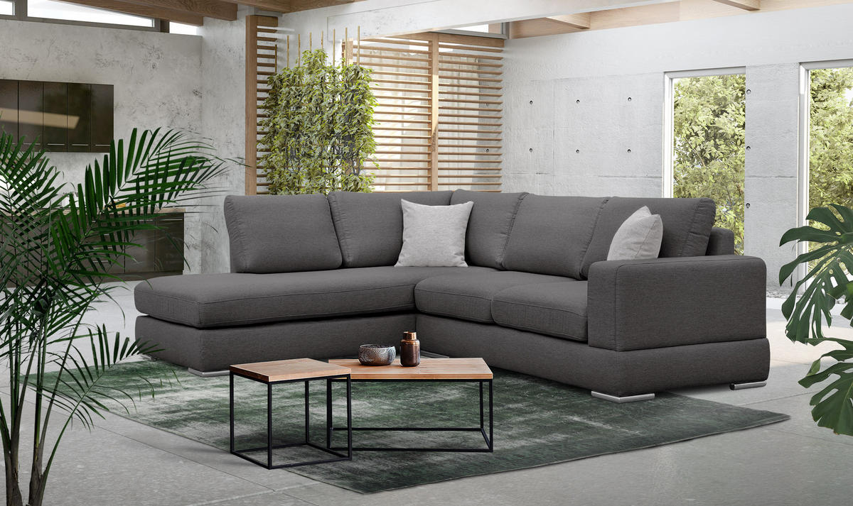 ECKSOFA OTTO 5-Sitzer, dunkelgrau - Dunkelgrau, Holzwerkstoff/Textil (219/279cm) - Courtois Laville
