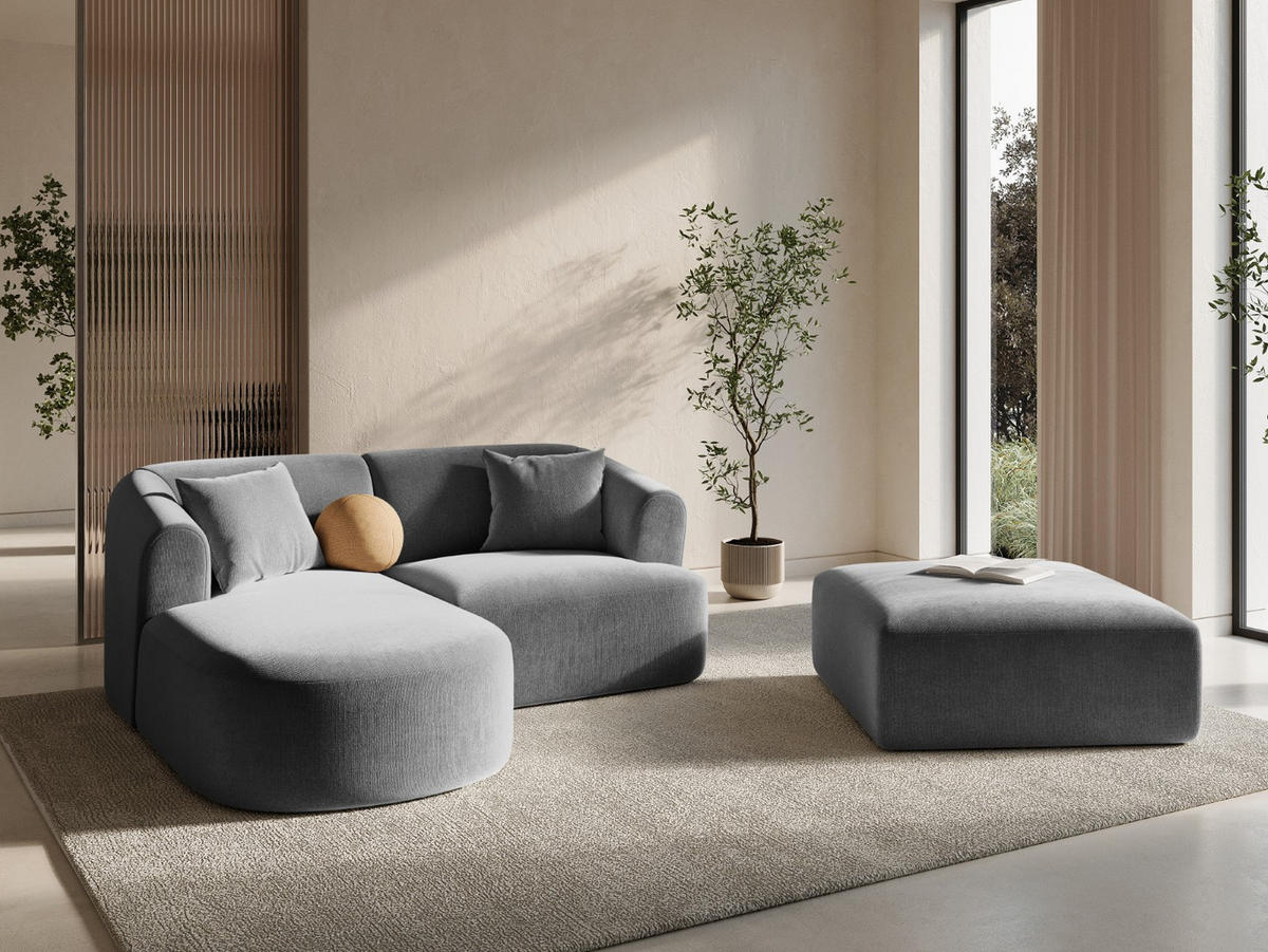 MODULARES-ECKSOFA links Campi aus Samt grau 3 Sitzplätze - Grau, Textil (156/180cm) - Cosmopolitan Design