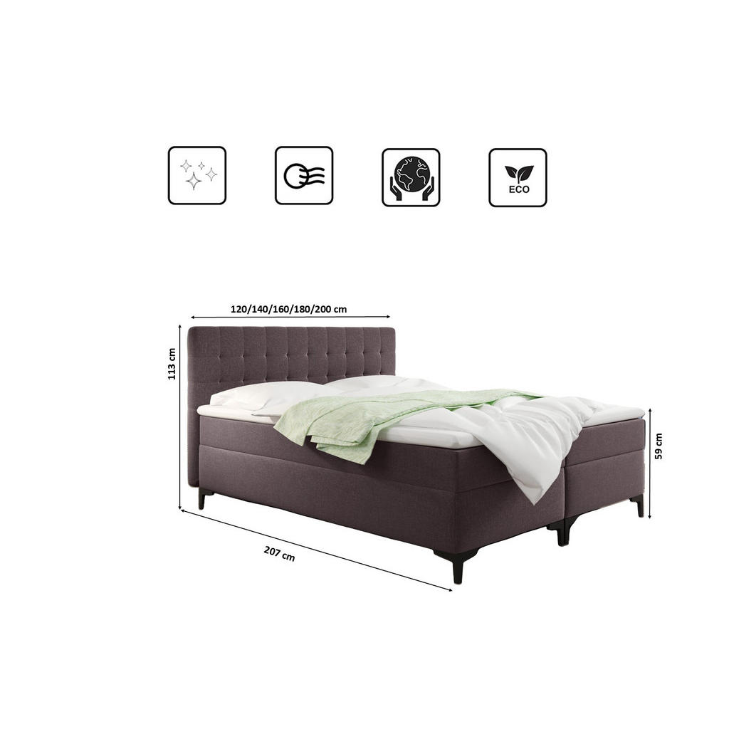 Thumbnail - Kaiser Möbel Boxbett, Braun, Holz, H3, Höhe ca. 20 cm, Rechteckig, konisch, 120x200 cm, Schlafzimmer, Betten, Boxspringb...