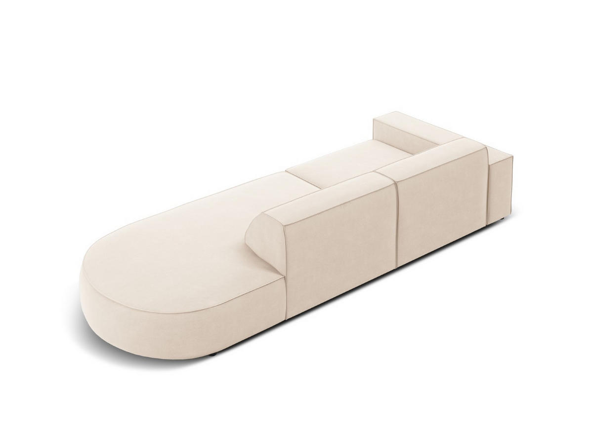 RECHTES-SOFA Jodie aus Samt leichtes beige 3 Sitzplätze - Beige, Textil (102/70/262cm) - Micadoni