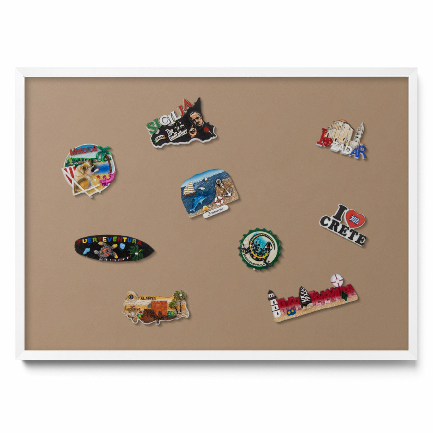 TULUP MAGNETICKÁ TABULE 70x50 cm bílý rám – Světle hnědá barva