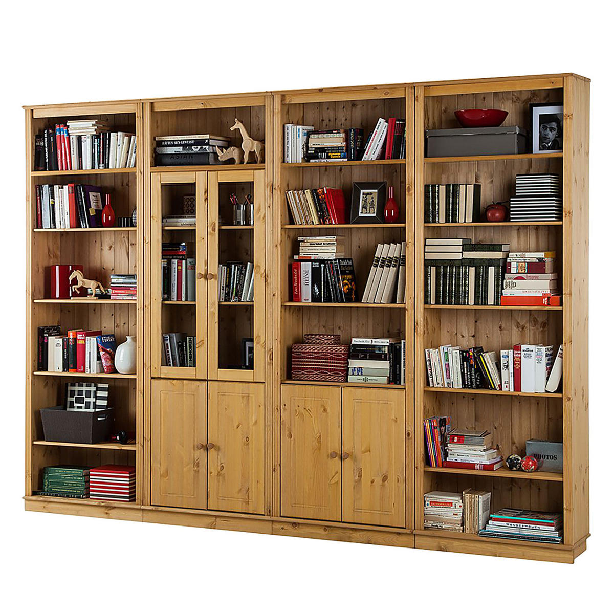 BÜCHERWAND - Kiefer massiv, Typ G - Kieferfarben, Holz (296/223/37cm) - home24