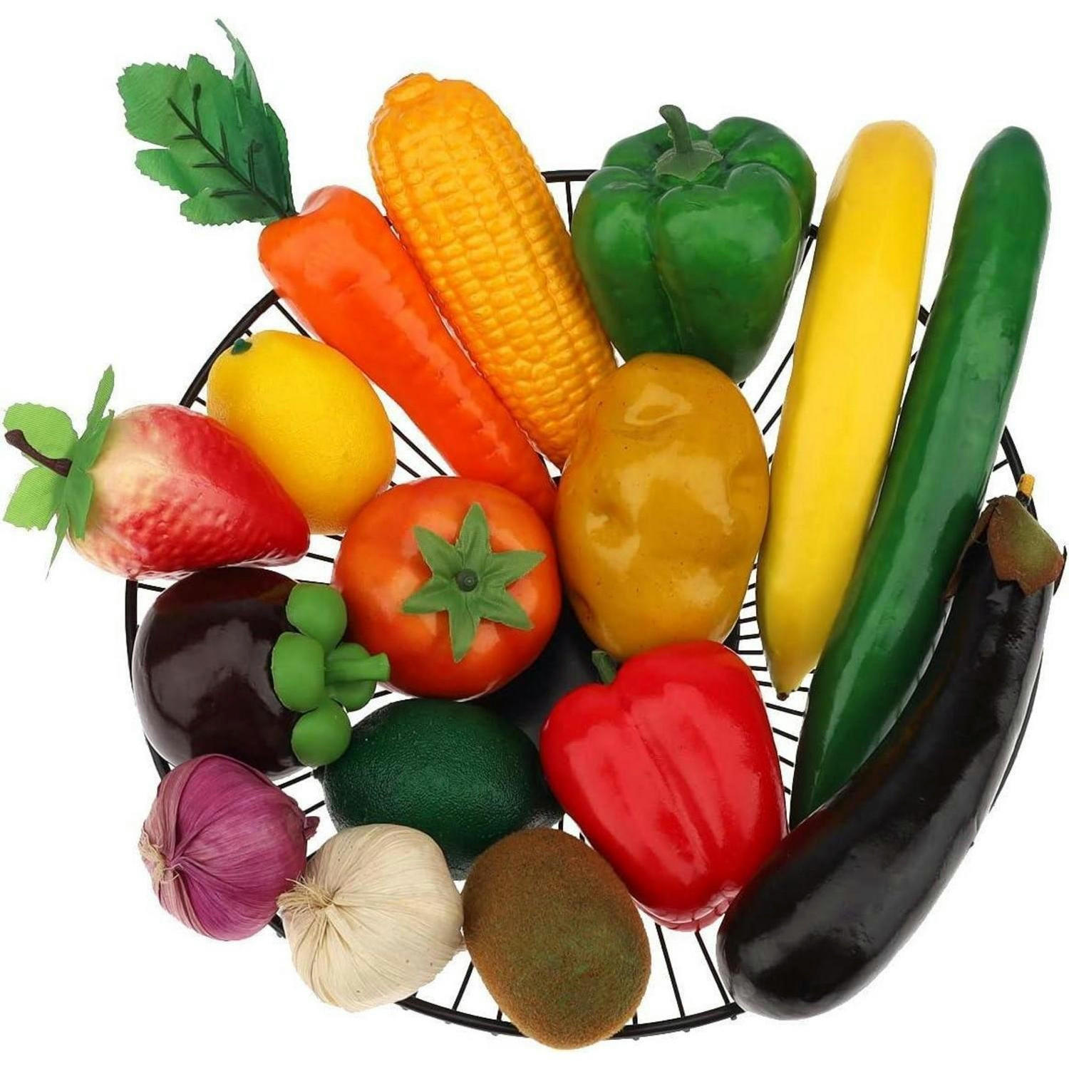 KÜNSTLICHES Obst und Gemüse 16-teiliges Set - Multicolor, Kunststoff (13.4cm)