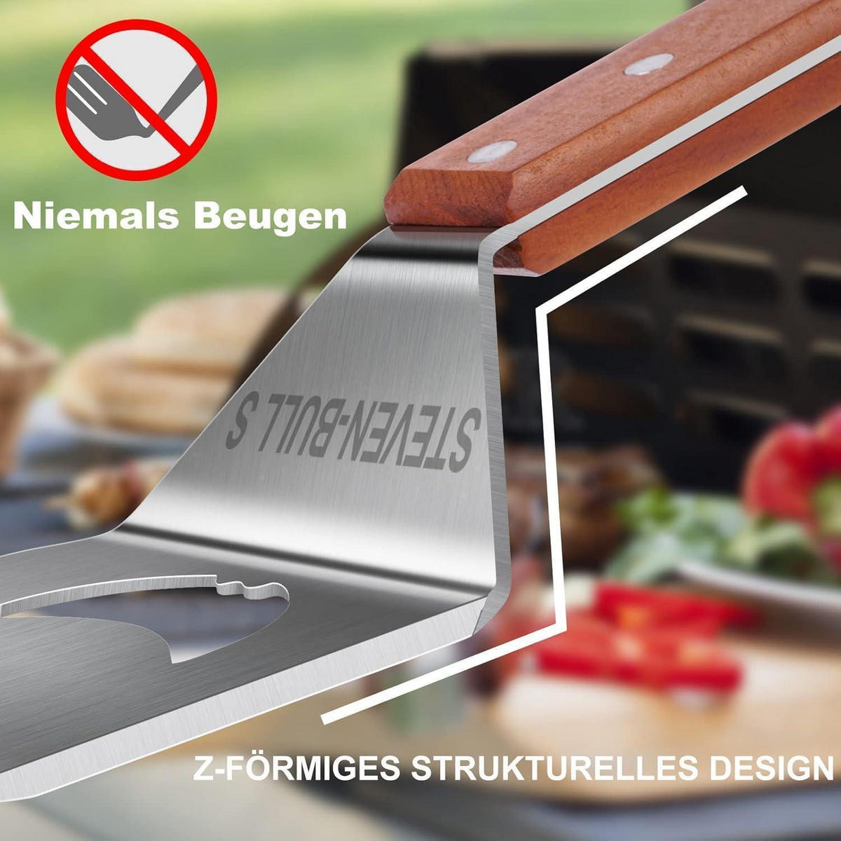 GRILLSPACHTEL 7-in-1 mit Holzgriff - Braun, Holz (10/0.1/41cm)