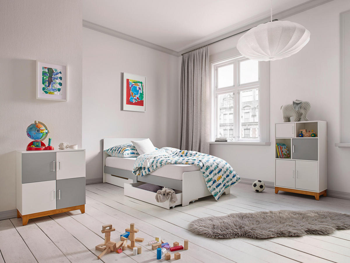 KINDERKOMMODE Danny Weiß/Grau MDF - Grau, Holz (60/70/34cm) - Bessagi Kids
