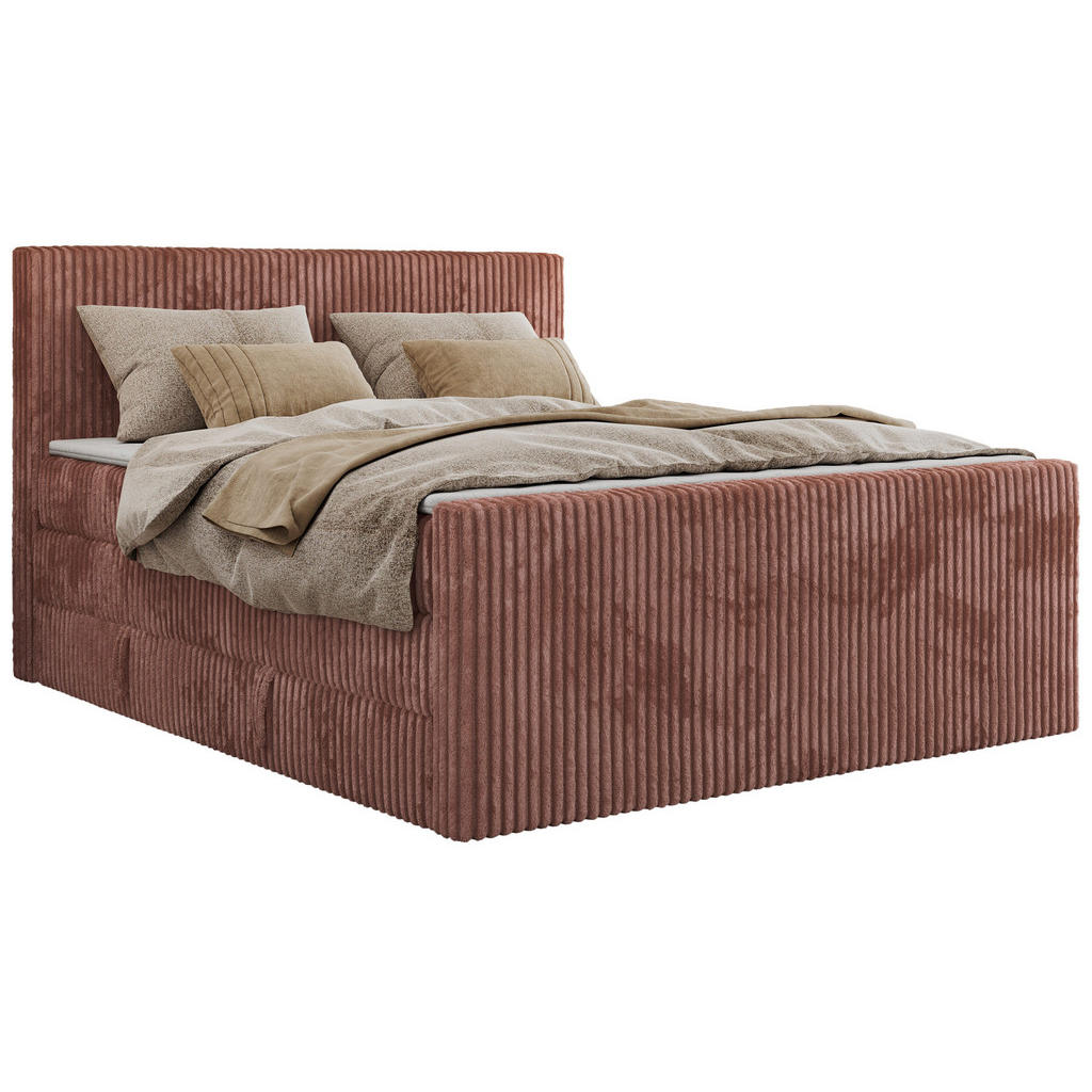 MKS POSTEL BOXSPRING TILIANO KING DUO 180/200 - Světle růžová manšestr - H3