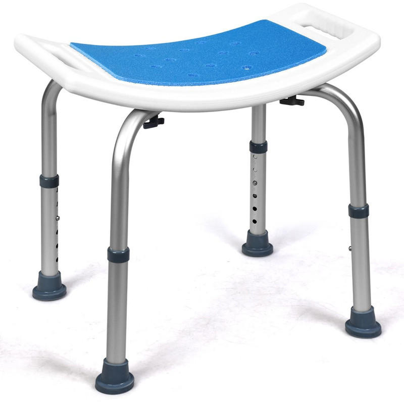 DUSCHHOCKER höhenverstellbar blau - Blau, Metall (51/39/31.5cm) - COSTWAY