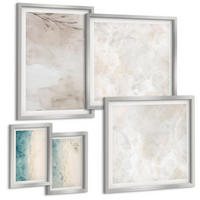 BILDER SET 5er Set - 50x50 cm & 20x30 cm & 40x60 cm Silberner Rahmen - Aquarellmalerei-Textur - Silberfarben, Kunststoff (40/60cm) - TULUP