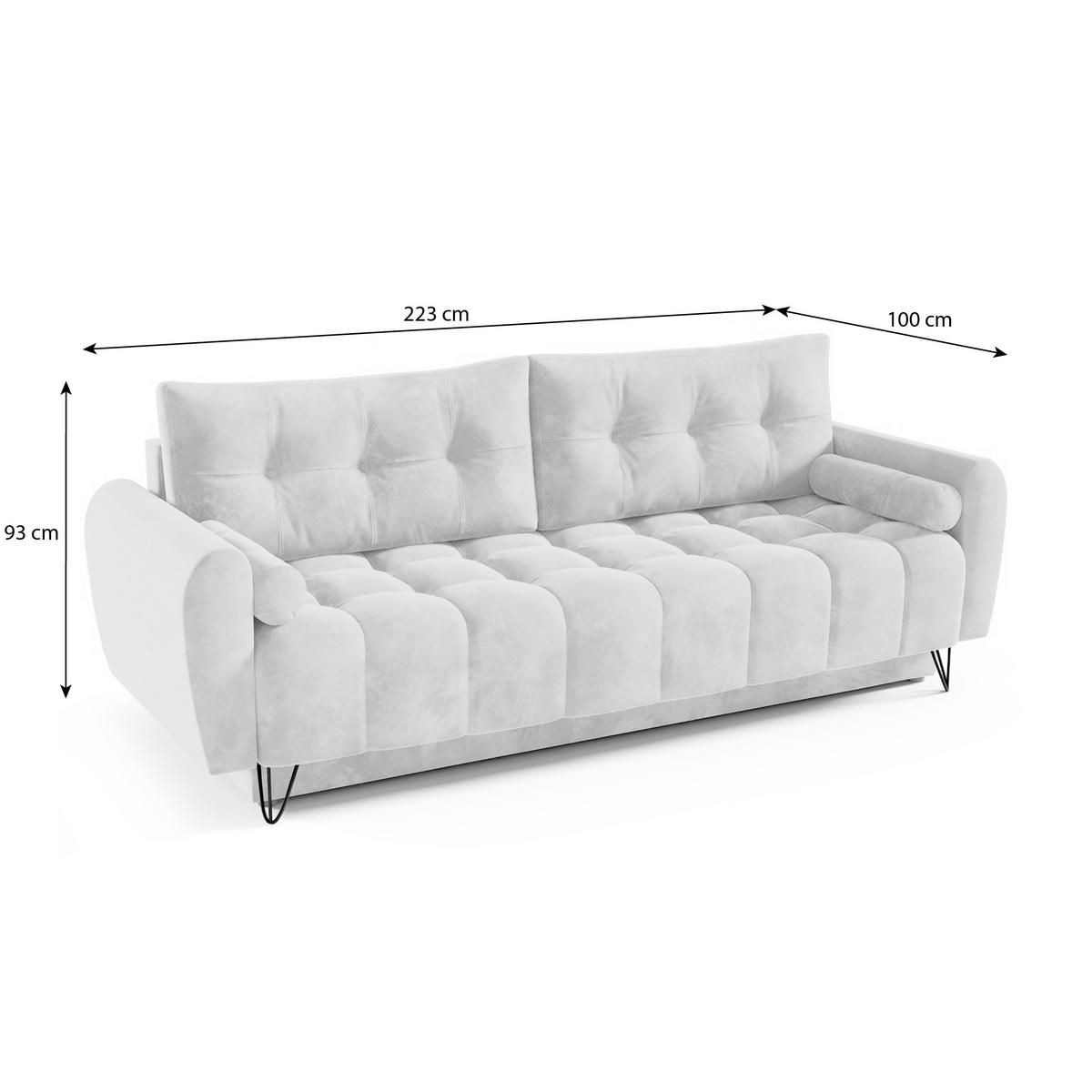 SCHLAFSOFA Malaga 3-Sitzer, Grau - Schwarz/Grau, Textil (223/93/100cm) - Beautysofa