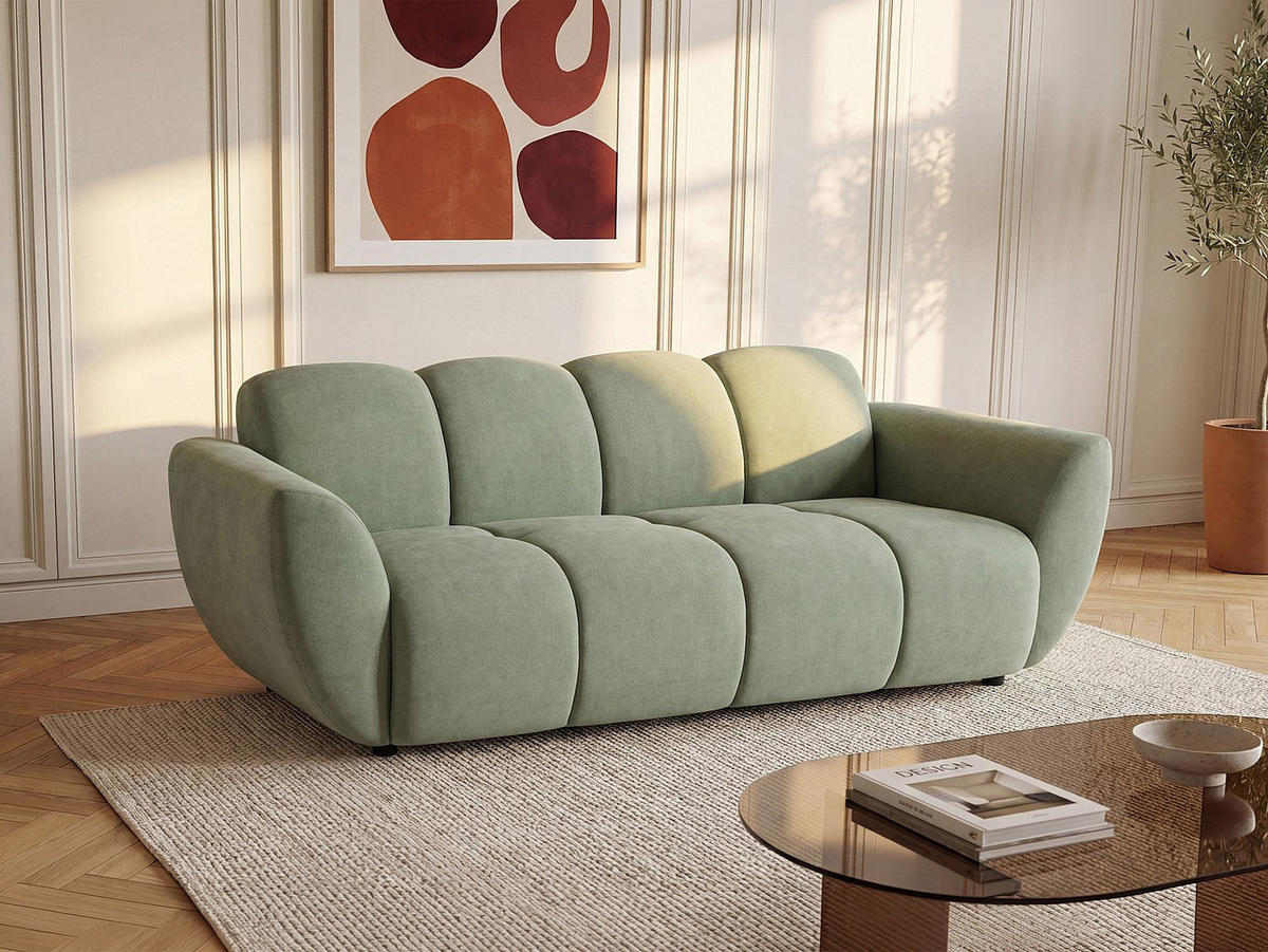 SOFA - 3 Personen - stoff - grün Julori - Grün, Kunststoff/Textil (205/76/92cm) - Vente-Unique