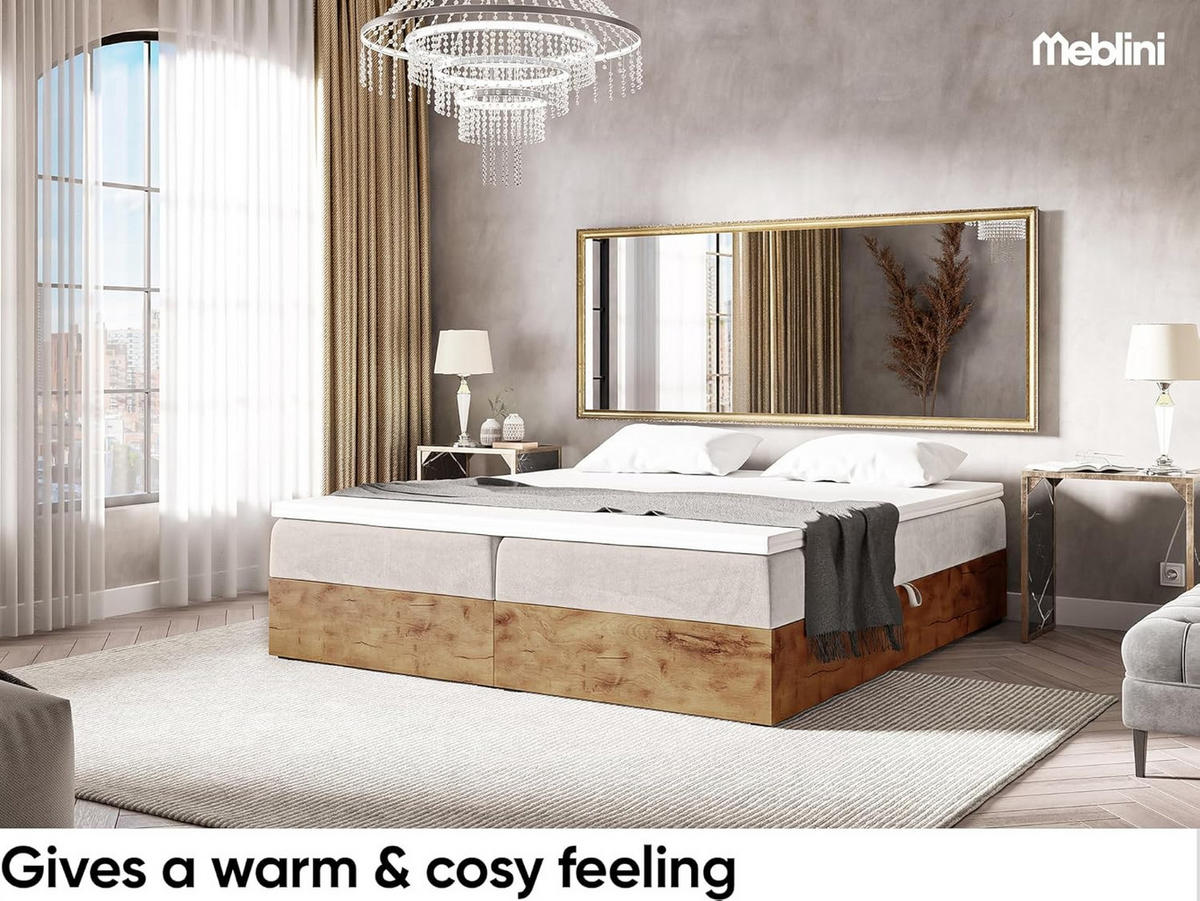 BOXSPRINGBETT LOFTY BOX - Beige, Holzwerkstoff (200/220cm) - Meblini