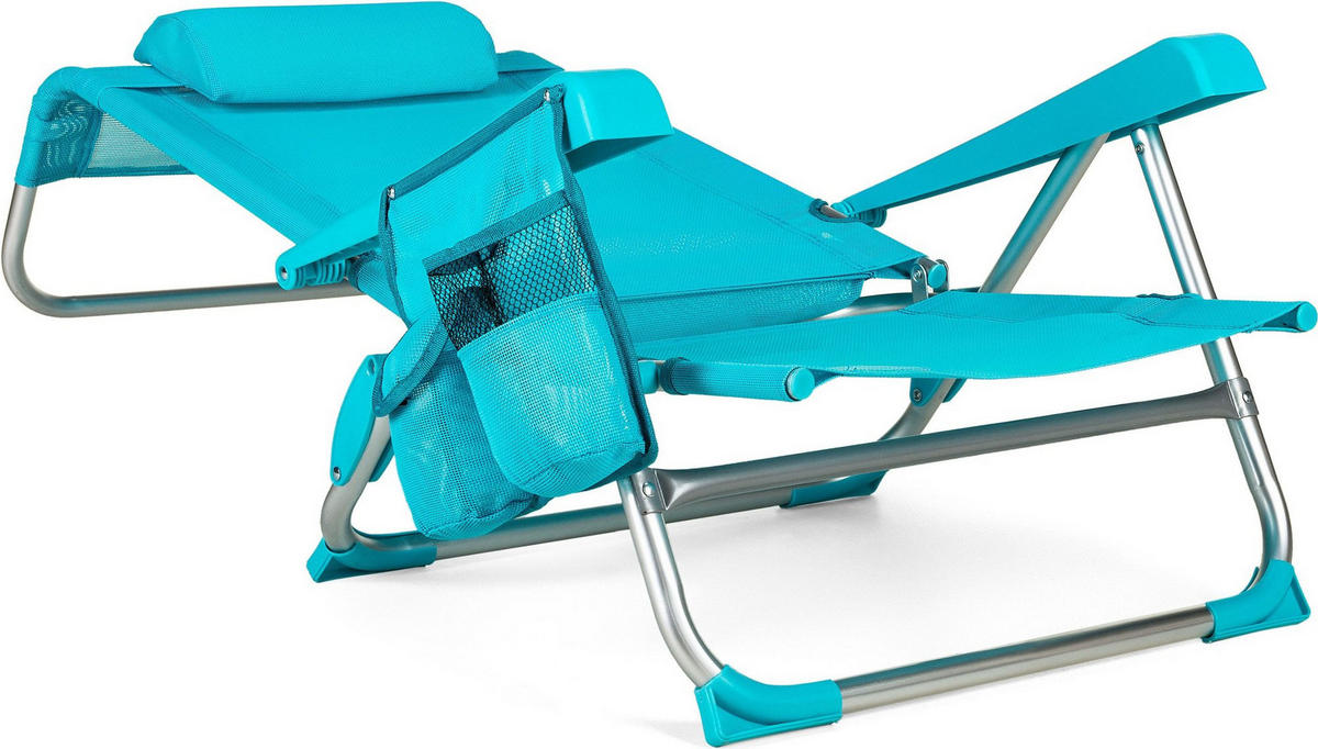 GARTEN-RELAXSESSEL 2-in-1 Sessel/Liege, bis 120 kg - Blau, Textil/Metall (58/41/101cm) - Outtec